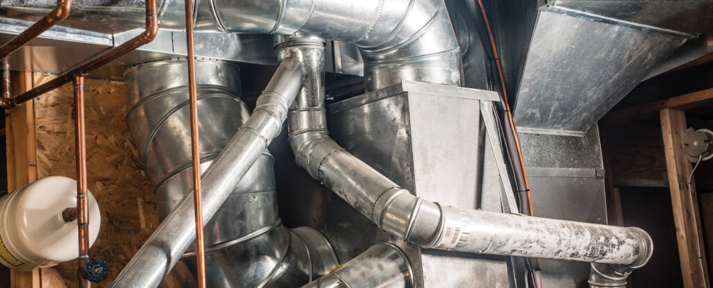 Wide shot of HVAC ductwork